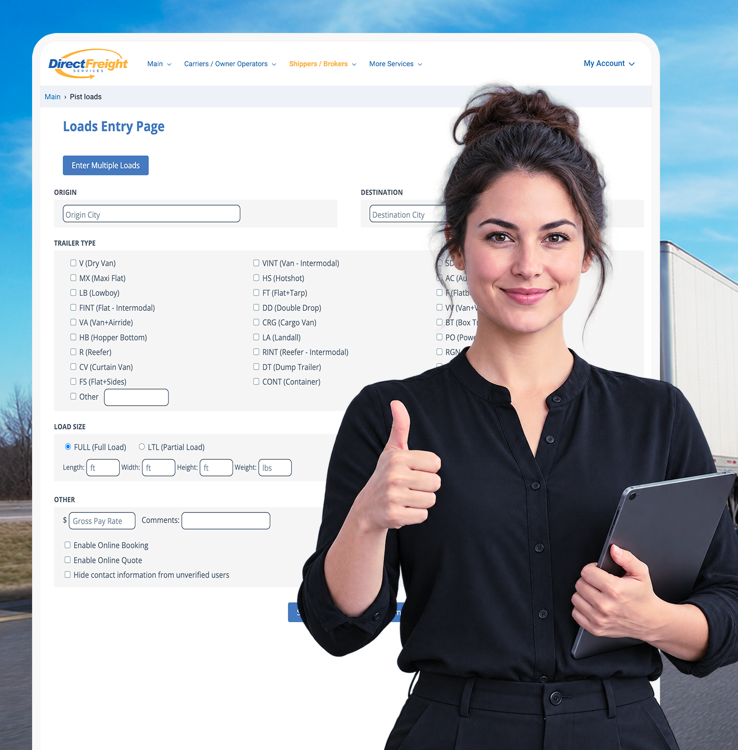 Broker managing freight loads