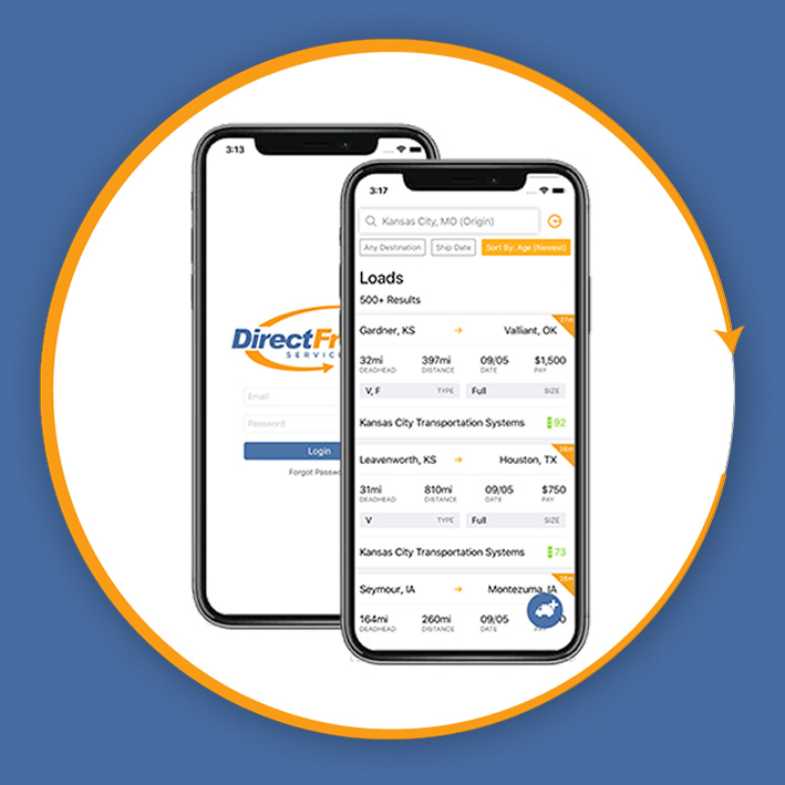 Direct Freight app on a phone