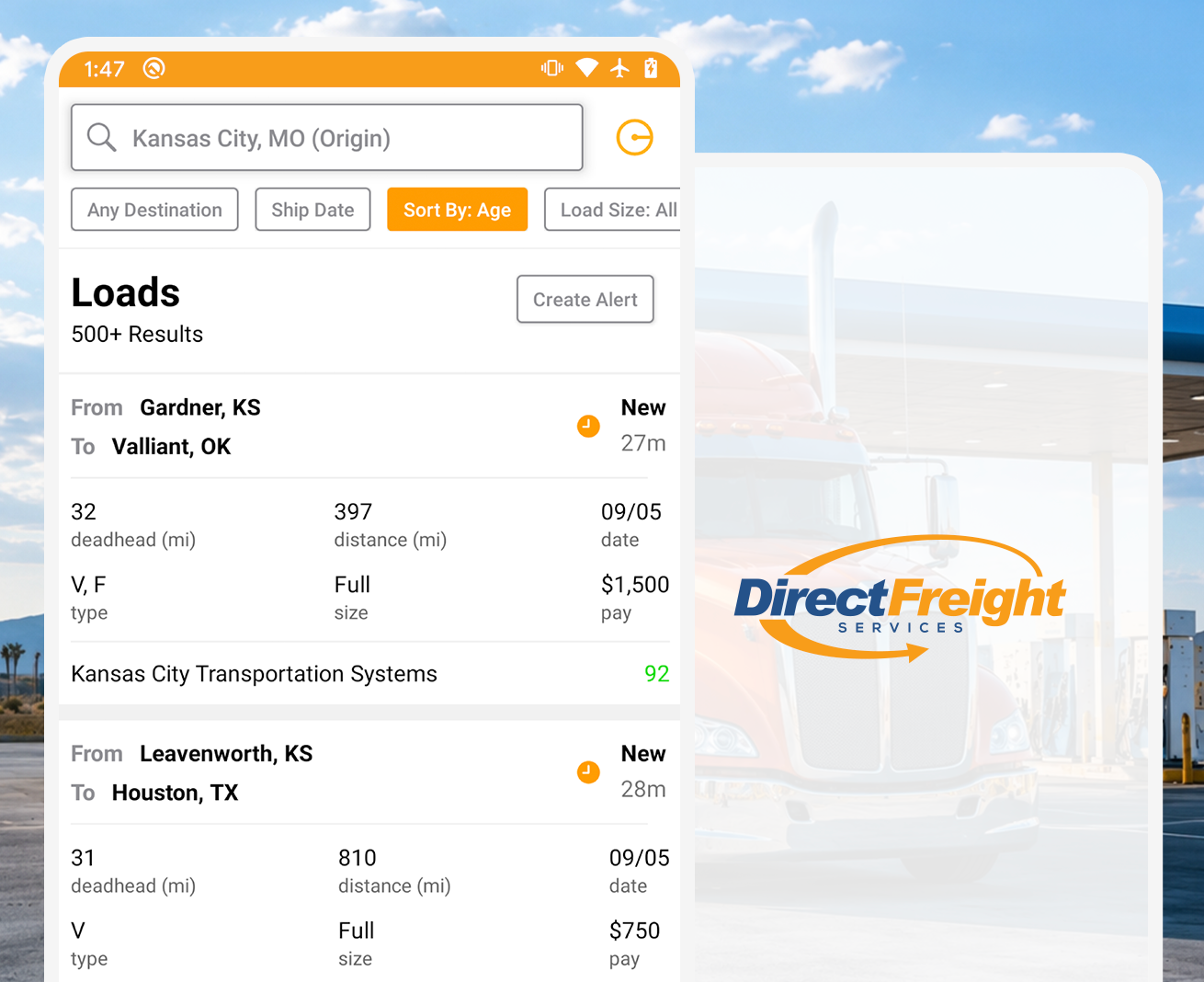 Direct Freight Driver app